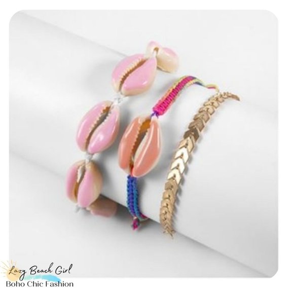 Beautiful Pastel Shell Bracelet Set - Picture 1 of 4